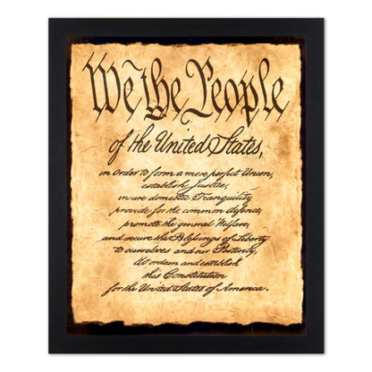 "We The People" Preamble to Constitution Democracy Bill of Rights Black Framed Art Print 16x20