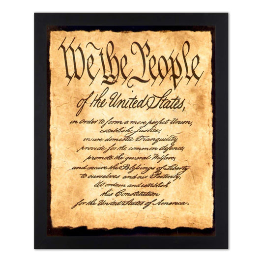 "We The People" Preamble to Constitution Democracy Bill of Rights Black Framed Art Print 16x20