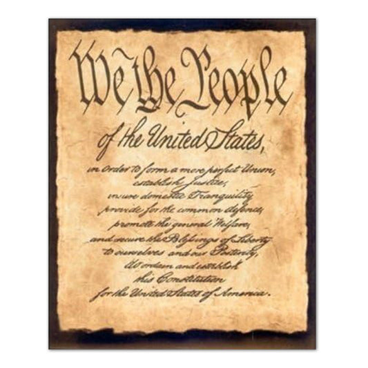 "We The People" Preamble to Constitution Democracy Bill of Rights Art Print 16x20 (with Frame Options)