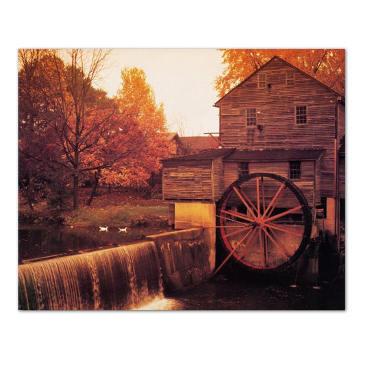 Old Two Story Wood Mill with Water Wheel Photo Wall Picture 8x10 Art Print